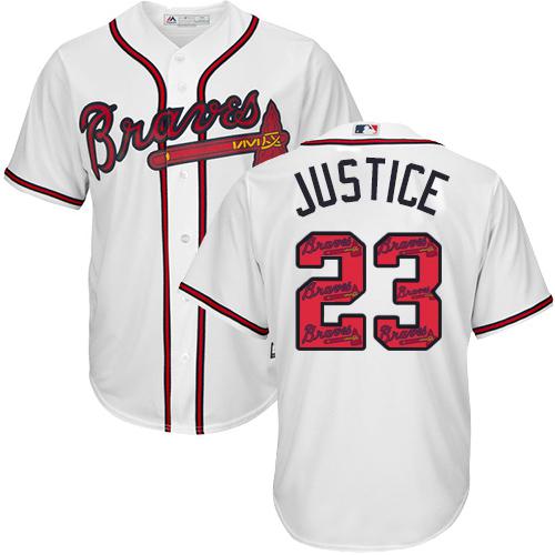 Braves #23 David Justice White Team Logo Fashion Stitched MLB Jersey